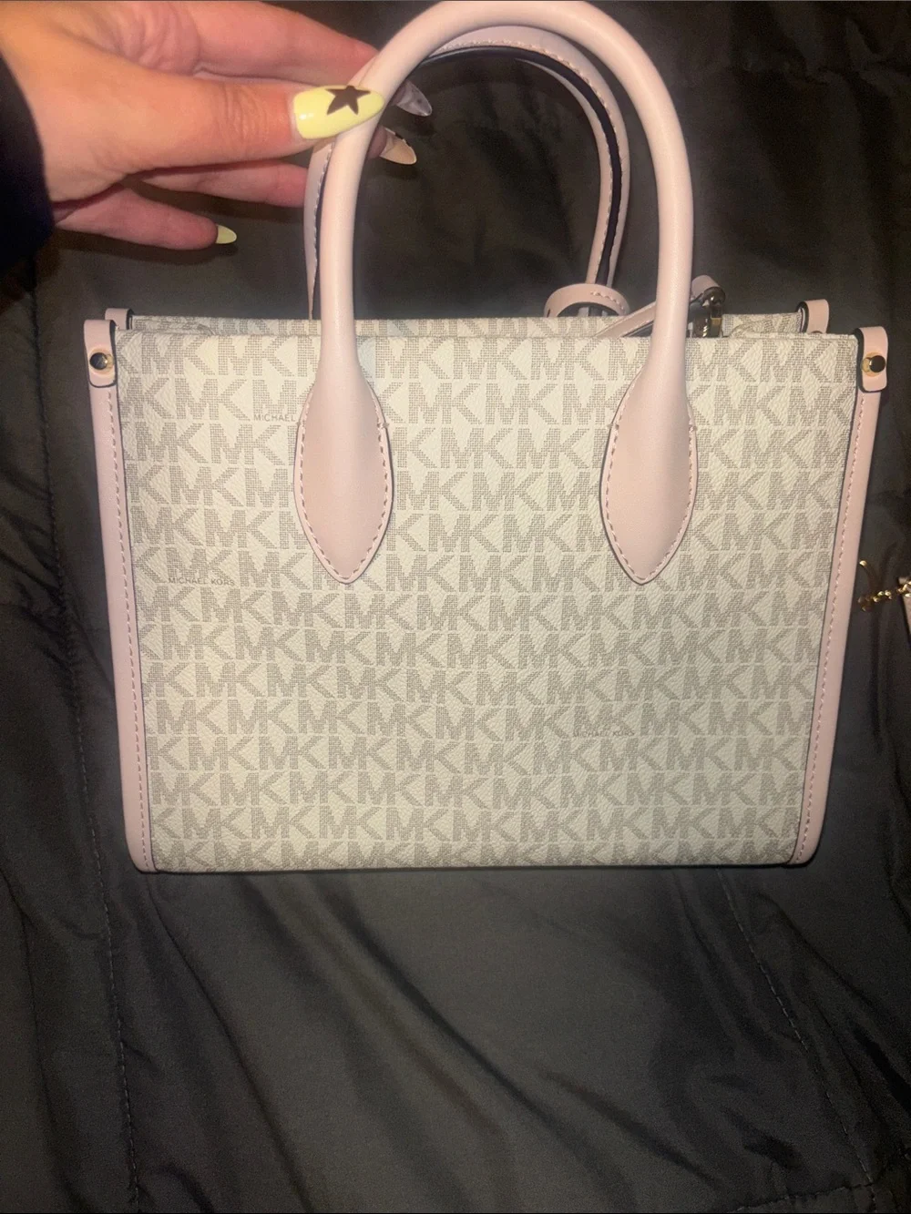 NWT Michael Kors Mirella Pink and Ivory Signature Satchel